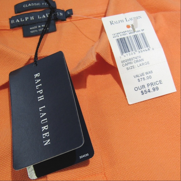 NEW Ralph Lauren Polo Orange Shirt w/ Blue Pony L - Picture 4 of 5
